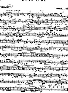 Partition de viole de gambe, Berceuse, Op.16, Fauré, Gabriel