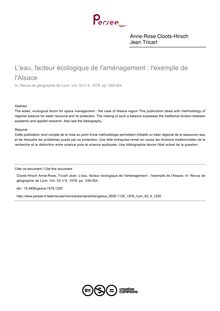 L eau, facteur écologique de l aménagement : l exemple de l Alsace - article ; n°4 ; vol.53, pg 339-354