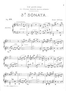 Partition complète, Piano Sonata No.3 en A-flat, Op.68, Tercera Sonata, Ob.68