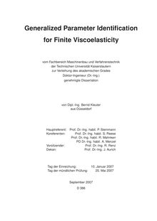 Generalized parameter identification for finite viscoelasticity [Elektronische Ressource] / von Bernd Kleuter