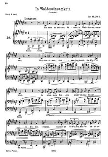 Partition No.6 en Waldeseinsamkeit, 6 chansons, Brahms, Johannes