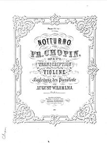 Partition violon et partition de piano, partition de violon, nocturnes par Frédéric Chopin