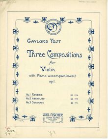 Partition de piano et partition de violon:, Reverie, 3 Compositions pour violon