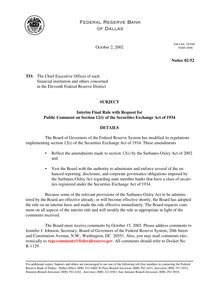 Interim Final Rule with Request for Public Comment on Section 12(i) of  the Securities Exchange Act 
