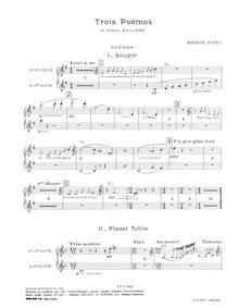 Partition parties complètes, 3 Poèmes de Stéphane Mallarmé, Ravel, Maurice