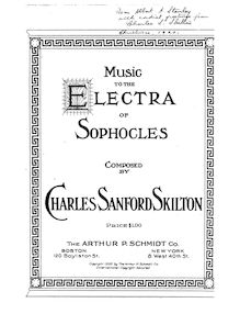 Partition Title page, Preface, Overture, First 2 Scenes, Music to pour Electra of Sophocles