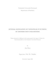 Optimal estimation of nonlinear functions of distribution parameters [Elektronische Ressource] / by Ana Moya