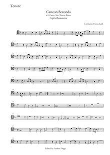 Partition ténor (ténor clef), Canzon Seconda à , Canto Alto ténor Basso