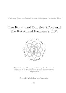 The rotational Doppler effect and the rotational frequency shift [Elektronische Ressource] / Marcin Michalski