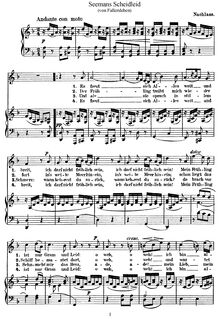 Partition complète, Song, Seemans Scheidelied, WoO 20, Mendelssohn, Felix