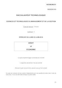 Bac techno STMG Droit et economie 2018