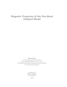 Magnetic properties of the one-band Hubbard model [Elektronische Ressource] / vorgelegt von Robert Zitzler