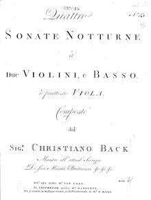 Partition violon 1, 4 Nocturnal Trio sonates, W B.30-35, 4 Sonate Notturno a 2 Violini e Basso o piuttosto Viola
