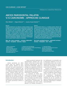 abcES Parodontal Palatin v/S carcinomE : aPProcHE cliniquE