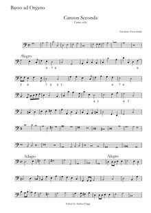 Partition Basso ad organo, Canzon Seconda Canto solo, Frescobaldi, Girolamo