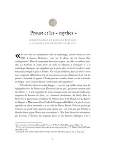 Proust et les « mythes »