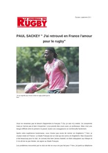 PAUL SACKEY " J ai retrouvé en France l amour pour le rugby"