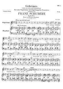 Partition complète, Geheimes, D.719 (Op.14 No.2), A Secret, Schubert, Franz