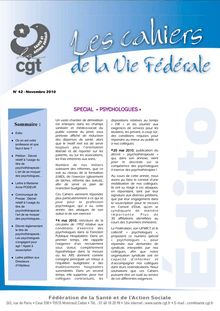 Cahiers Vie Fédérale n° 42 - Psychologues