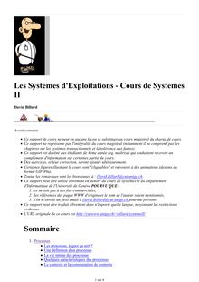 Les Systemes d'Exploitations - Cours de Systemes II