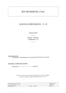 Btseau sciences physiques  2004 sciences physiques