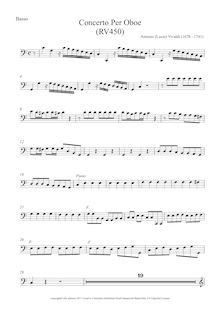 Partition Continuo (violoncelles, Basses, clavier), hautbois Concerto en C major, RV 450