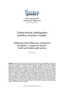 Cultural diversity, Multilinguism and Ethnic minorities in Sweden