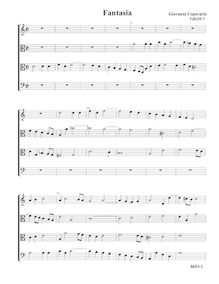 Partition complète (Tr A T B), Fantasia pour 4 violes de gambe par John Coperario