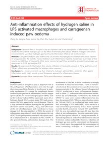 Anti-inflammation effects of hydrogen saline in LPS activated macrophages and carrageenan induced paw oedema