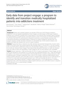 Early data from project engage: a program to identify and transition medically hospitalized patients into addictions treatment