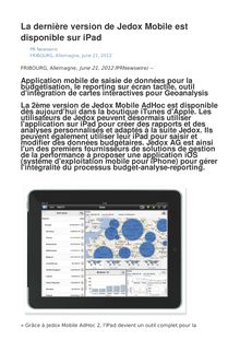 La dernière version de Jedox Mobile est disponible sur iPad