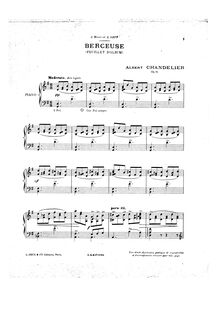Partition complète, Berceuse, Op.14, G major, Chandelier, Albert