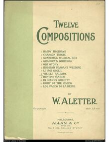 Partition , Vieille Ballade en F major., 12 Compositions, Aletter, Wilhelm