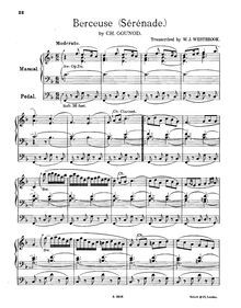 Partition complète, Sérénade, Berceuse, F Major, Gounod, Charles