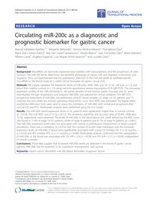 Circulating miR-200c as a diagnostic and prognostic biomarker for gastric cancer