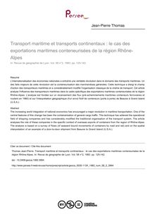 Transport maritime et transports continentaux : le cas des exportations maritimes conteneurisées de la région Rhône-Alpes - article ; n°2 ; vol.58, pg 125-142