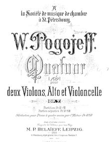Partition viole de gambe, corde quatuor, Op.7, D Minor, Pogojeff, Wladimir