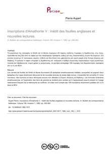 Inscriptions d Amathonte V : Inédit des fouilles anglaises et nouvelles lectures. - article ; n°1 ; vol.106, pg 245-262