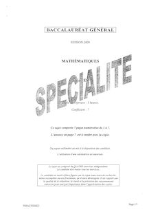 Sujet du bac ES 2009: Mathématique Spécialité