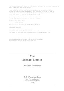 The Jessica Letters: An Editor s Romance