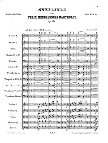 Partition complète, trompette Overture, Op.101, Mendelssohn, Felix