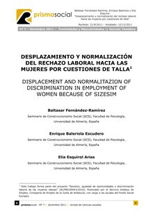 6. DESPLAZAMIENTO Y NORMALIZACIÓN DEL RECHAZO LABORAL HACIA LAS MUJERES POR CUESTIONES DE TALLA (DISPLACEMENT AND NORMALITAZION OF DISCRIMINATION IN EMPLOYMENT OF WOMEN BECAUSE OF SIZESIM)