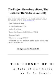 The Cornet of Horse - A Tale of Marlborough s Wars