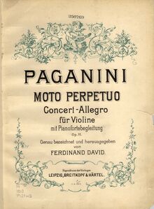 Partition couverture couleur, Moto perpetuo, Op.11, Paganini, Niccolò