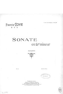Partition complète, Sonate en fa dièse mineur, F♯ minor, Coye, Françis