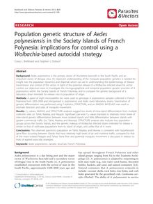 Population genetic structure of Aedes polynesiensisin the Society Islands of French Polynesia: implications for control using a Wolbachia-based autocidal strategy