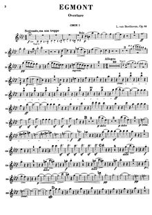 Partition hautbois 1, Egmont, Op.84, Musik zu Goethe s Trauerspiel Egmont