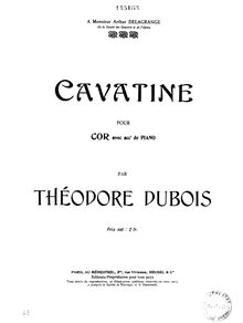 Partition Score (Piano), Cavatine, E flat major, Dubois, Théodore