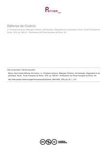 Défense de Cicéron - article ; n°1 ; vol.35, pg 299-321