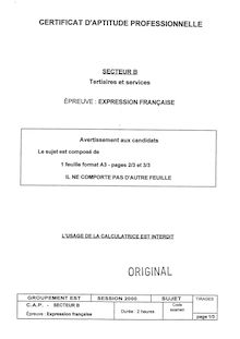 Baccalaureat 2000 expression francaise grenoble